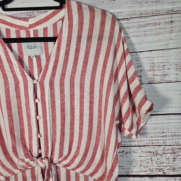 Rails Thea Carmine stripe button up tie top - Picture 10 of 15